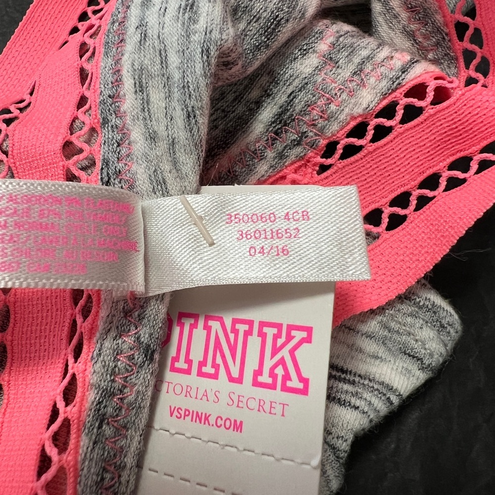NWT Victoria’s Secret PINK Grey & coral Strappy Extra Low Rise Cheeky Panties XS - Picture 3 of 3